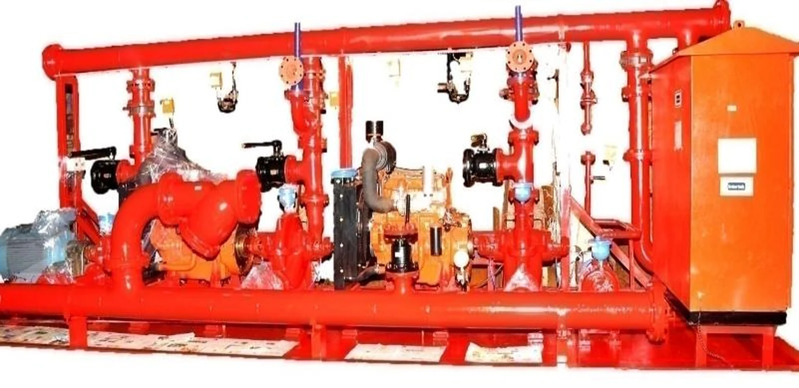 ตัวอย่างชุดปั๊มดับเพลิงบนฐานร่วมจากเอกสารแนะนำบริษัท Pumpsense